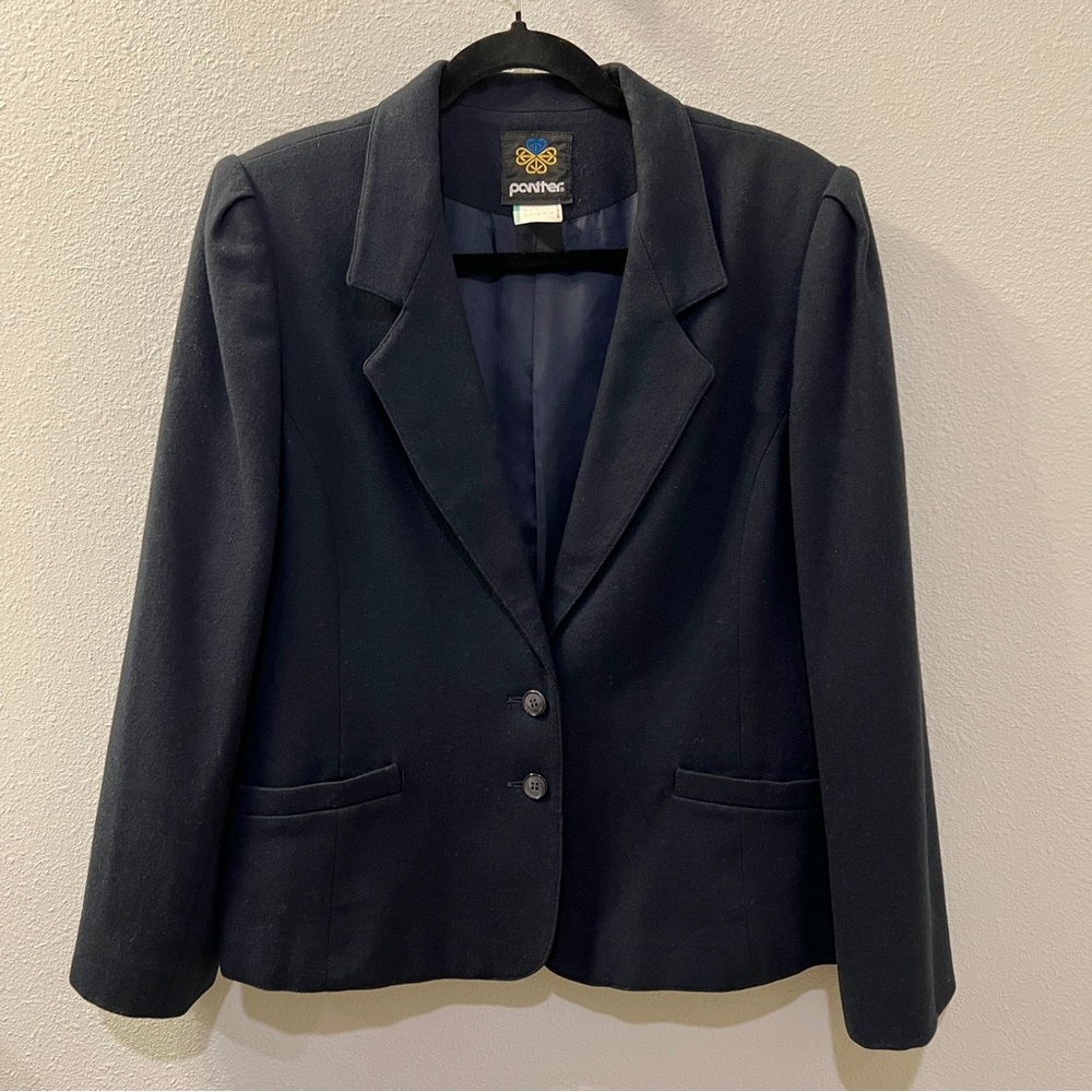 PANTHER Vintage 90’s Women’s Dark Navy Academia Wool Blazer Jacket
